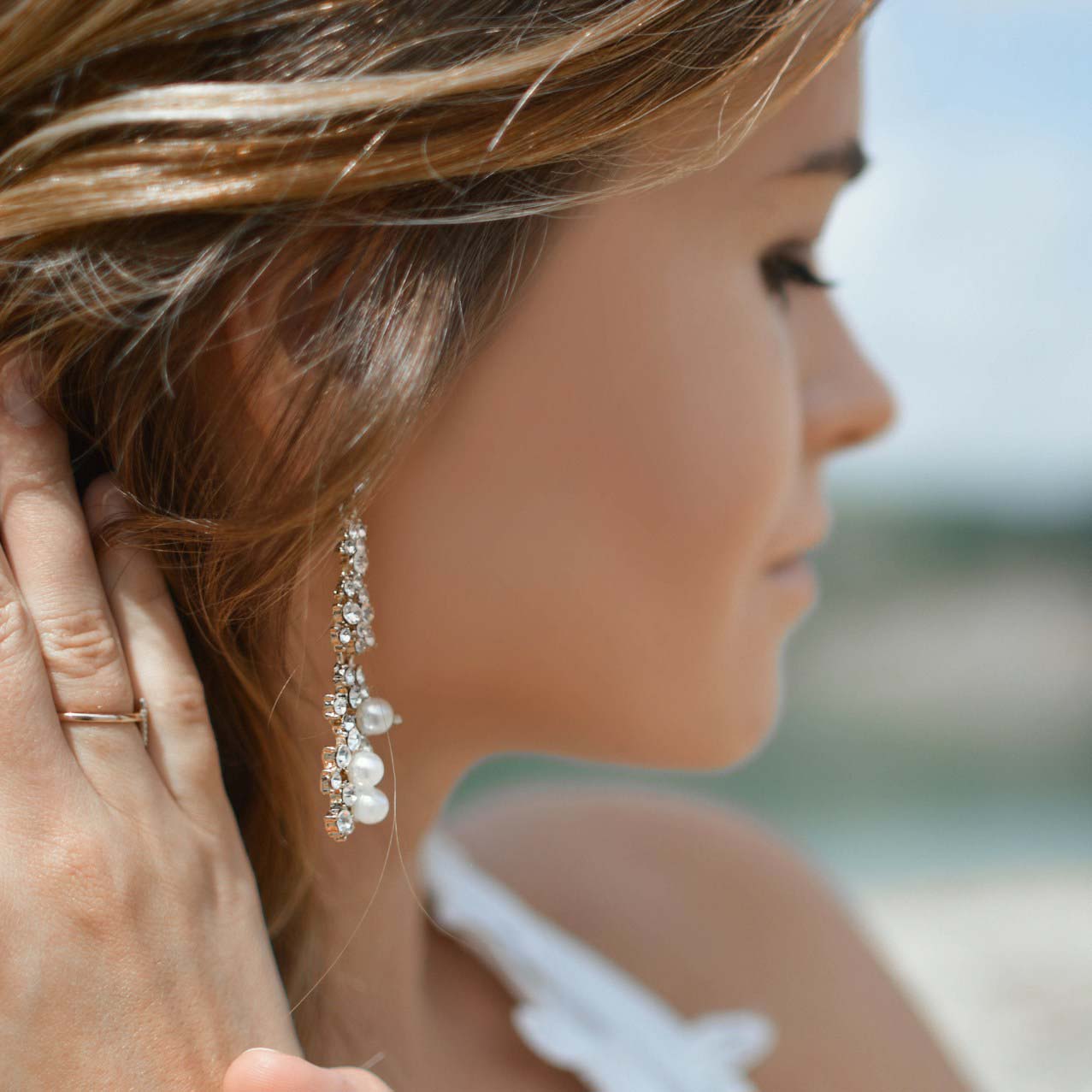 Woman with diamond earring